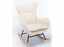 Sillón mecedora, sillón relax, sillón lounge, reposabrazos, con patas de madera, tejido peluche Teddy , carga máxima: 150 kg^ Sale
