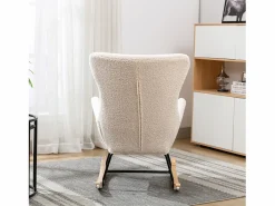 Sillón mecedora, sillón relax, sillón lounge, reposabrazos, con patas de madera, tejido peluche Teddy , carga máxima: 150 kg^ Sale
