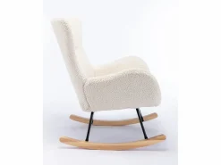 Sillón mecedora, sillón relax, sillón lounge, reposabrazos, con patas de madera, tejido peluche Teddy , carga máxima: 150 kg^ Sale