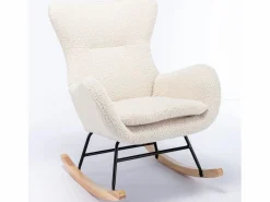Sillón mecedora, sillón relax, sillón lounge, reposabrazos, con patas de madera, tejido peluche Teddy , carga máxima: 150 kg^ Sale