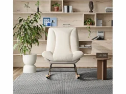 Sillón Balancín|Sillón Mecedora Tapizado - Con Respaldo Regulable, Para Salón - Dormitorio, Balcón - 90,5 x 74 x 98 cm