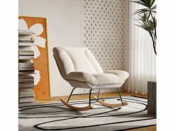 Sillón Balancín|Sillón Mecedora Tapizado - Con Respaldo Regulable, Para Salón - Dormitorio, Balcón - 90,5 x 74 x 98 cm