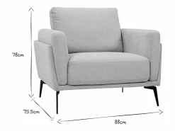 Sillón moderno de tejido efecto aterciopelado texturizado y metal negro MOSCO^Miliboo New