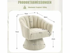 Sillón moderno giratorio 360° - 70 x 66 x 72 cm - con asiento y respaldo ergonómicos + reposabrazos - terciopelo -^Merax Hot