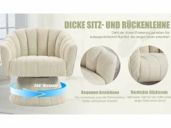 Sillón moderno giratorio 360° - 70 x 66 x 72 cm - con asiento y respaldo ergonómicos + reposabrazos - terciopelo -^Merax Hot