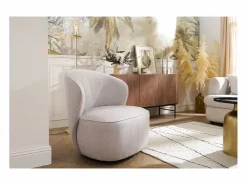 Sillón moderno giratorio de tejido efecto aterciopelado texturizado AMBER^Miliboo Discount