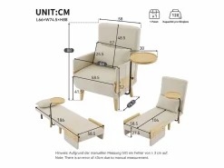 Sillón moderno 62x67x88 cm - Sillón convertible 3 en 1 - Con función de cama - Sillón plegable acolchado -^ModernLuxe