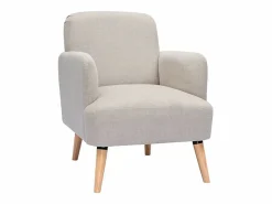 Sillón nórdico de tejido efecto aterciopelado texturizado y madera ISKO^Miliboo Hot