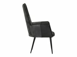 Clicnbuy Sillón orejero cuero auténtico y gris Negro New
