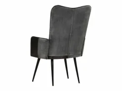 Clicnbuy Sillón orejero cuero auténtico y gris Negro New