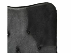 Clicnbuy Sillón orejero cuero auténtico y gris Negro New