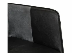 Clicnbuy Sillón orejero cuero auténtico y gris Negro New