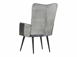 Clicnbuy Sillón orejero de cuero auténtico canela Gris Sale
