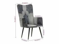 Clicnbuy Sillón orejero de cuero auténtico canela Gris Sale
