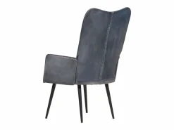 Sillón orejero de cuero auténtico canela^Clicnbuy Outlet