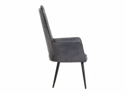 Sillón orejero de cuero auténtico canela^Clicnbuy Outlet