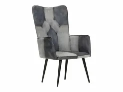 vidaxl Sillón De Piel|Sillón orejero de cuero auténtico