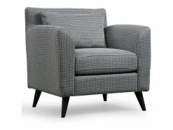 Menzzo Sillón orejero elegante, blanco y negro, 82 x 75 x 83 cm | Estructura de madera de haya y aglomerado, 100 % poliéster, cojines portátiles | Multicolor
