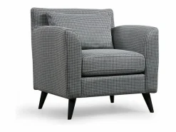 Menzzo Sillón orejero elegante, blanco y negro, 82 x 75 x 83 cm | Estructura de madera de haya y aglomerado, 100 % poliéster, cojines portátiles | Multicolor