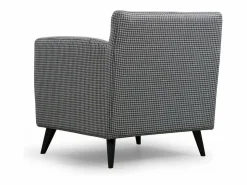 Menzzo Sillón orejero elegante, blanco y negro, 82 x 75 x 83 cm | Estructura de madera de haya y aglomerado, 100 % poliéster, cojines portátiles | Multicolor