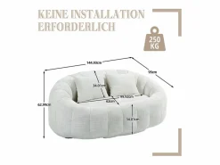 DripeX Sofás Club|Sillón Perezoso de Chenilla - 2 Plazas - con 2 Cojines - 62cm Profundidad de Asiento - Carga Máx. 250kg -