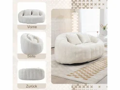 DripeX Sofás Club|Sillón Perezoso de Chenilla - 2 Plazas - con 2 Cojines - 62cm Profundidad de Asiento - Carga Máx. 250kg -