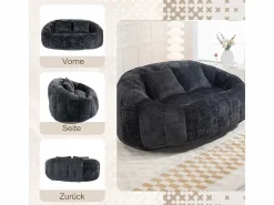 DripeX Sofás Club|Sillón Perezoso de Chenilla - 2 Plazas - con 2 Cojines - 62cm Profundidad de Asiento - Carga Máx. 250kg -