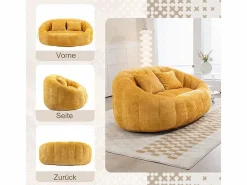 DripeX Sofás Club|Sillón Perezoso de Chenilla - 2 Plazas - con 2 Cojines - 62cm Profundidad de Asiento - Carga Máx. 250kg -