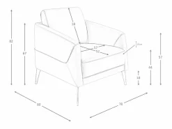 Angel Cerda Sillón De Piel|Sillón piel gris oscuro 5134