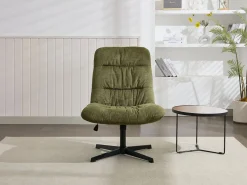 Vente-unique Sillón pivotante de tela jaspeado color SELENDO Verde Hot
