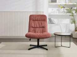 Vente-unique Sillón pivotante de tela jaspeado color SELENDO Terracota New