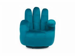 Sillón pivotante forma de mano CATCHY terciopelo verde azul^Vente-unique Online