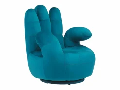 Sillón pivotante forma de mano CATCHY terciopelo verde azul^Vente-unique Online