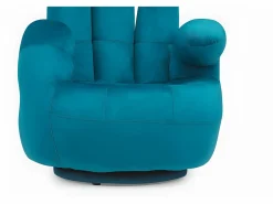 Sillón pivotante forma de mano CATCHY terciopelo verde azul^Vente-unique Online
