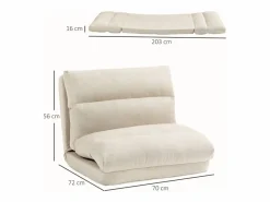 Sillón Cama|Sillón plegable regulable en 6 posiciones, cojín grueso, función cama, poliéster, (70x72x56cm)