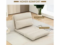 Sillón Cama|Sillón plegable regulable en 6 posiciones, cojín grueso, función cama, poliéster, (70x72x56cm)