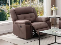 Vente-unique Sillón Relax|Sillón reclinable eléctrico de microfibra con aspecto de cuero envejecido marrón ORTIANO