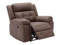 Vente-unique Sillón Relax|Sillón reclinable eléctrico de microfibra con aspecto de cuero envejecido marrón ORTIANO