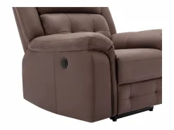Vente-unique Sillón Relax|Sillón reclinable eléctrico de microfibra con aspecto de cuero envejecido marrón ORTIANO