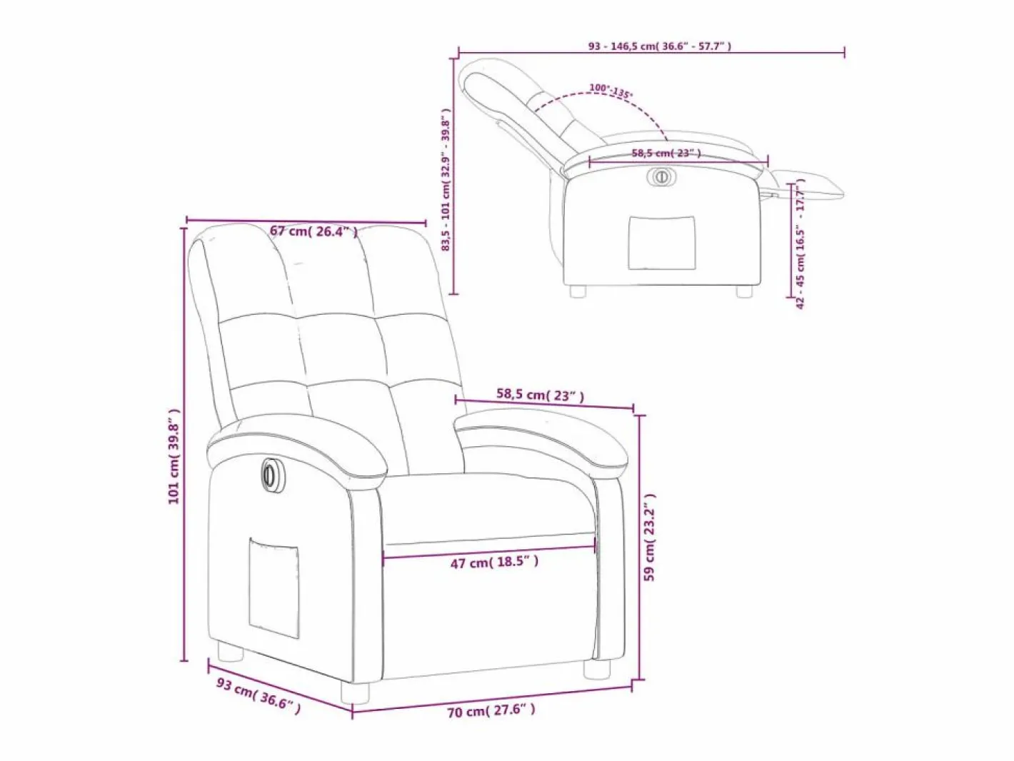 vidaxl Sillón reclinable eléctrico tela oscuro Verde Online