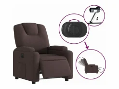 Sillón reclinable eléctrico tela marrón oscuro^vidaxl Discount