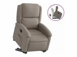 Sillón reclinable elevable tela gris taupe^vidaxl Hot