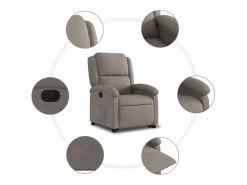 Sillón reclinable elevable tela gris taupe^vidaxl Hot