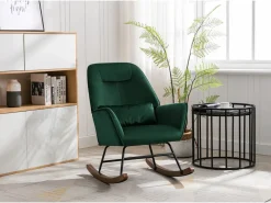 Sillón reclinable tapizado en terciopelo con soporte lumbar, ideal para sala de estar y dormitorio infantil, color Verde Clearance