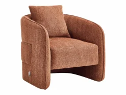 Vente-unique Sillón redondeado de tela jaspeada color LANITO Terracota Online