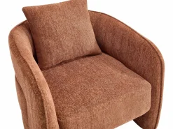 Vente-unique Sillón redondeado de tela jaspeada color LANITO Terracota Online