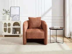 Vente-unique Sillón redondeado de tela jaspeada color LANITO Terracota Online