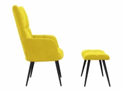 Sillón relajante con taburete de terciopelo mostaza^vidaxl Online