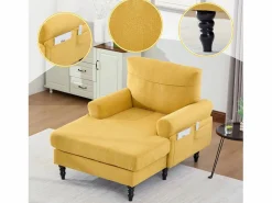 Sillón Escandinavo|Sillón Relax de 1 Plaza en Chenilla - Respaldo Envolvente, Asiento Extra Profundo 100cm, Estructura 250kg - Para Salón, Oficina o Balcón - Patas de Madera Maciza