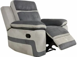 Vente-unique Sillón Relax|Sillón relax de microfibra TALCA - Antracita y gris claro